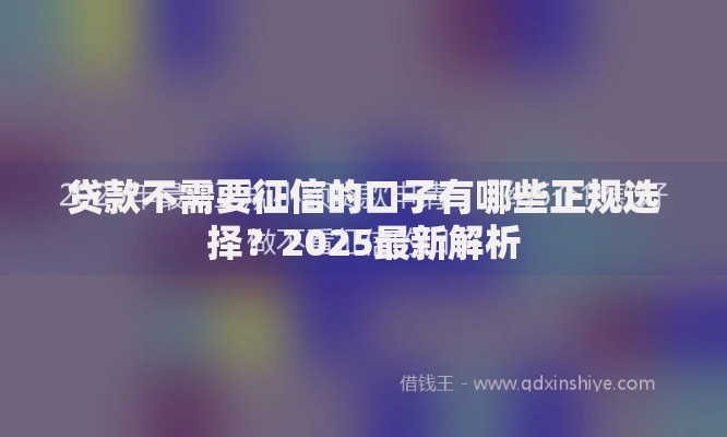 贷款不需要征信的口子有哪些正规选择？2025最新解析