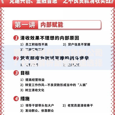 普惠金融有哪些贷款公司？权威解析助您快速选择