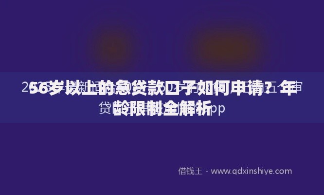 56岁以上的急贷款口子如何申请？年龄限制全解析