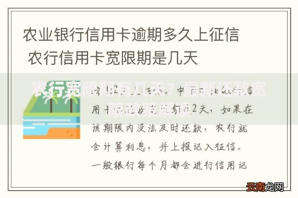 农行宽限期有几天？最新还款宽限政策解读