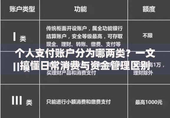 个人支付账户分为哪两类？一文搞懂日常消费与资金管理区别