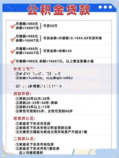 公积金贷款限额解析：如何计算你的最高可贷金额？