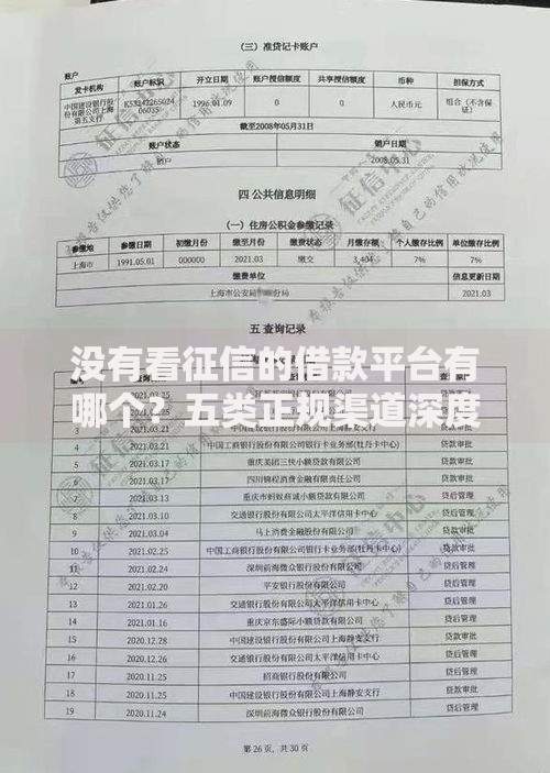 没有看征信的借款平台有哪个？五类正规渠道深度解析