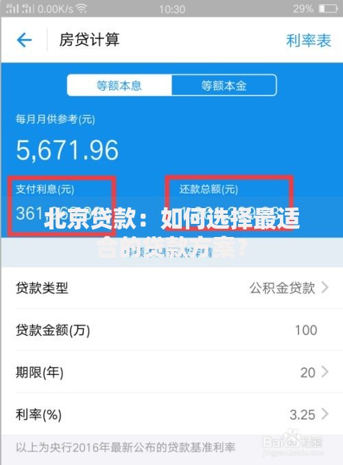 北京贷款：如何选择最适合的贷款方案？