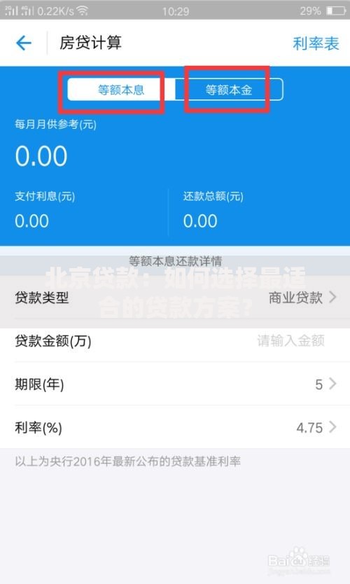 北京贷款：如何选择最适合的贷款方案？