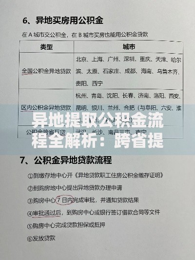 异地提取公积金流程全解析：跨省提取必看指南