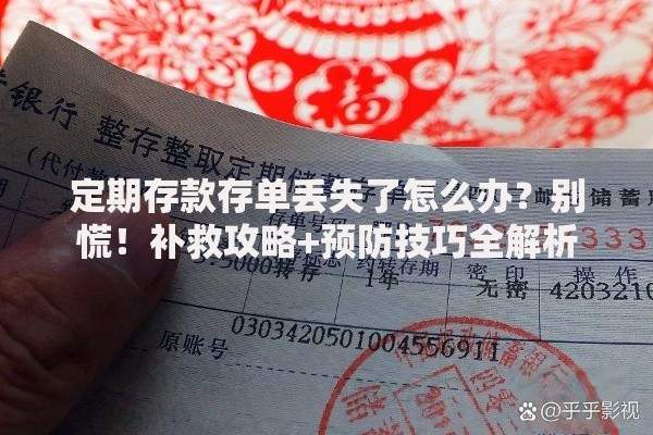 定期存款存单丢失了怎么办？别慌！补救攻略+预防技巧全解析