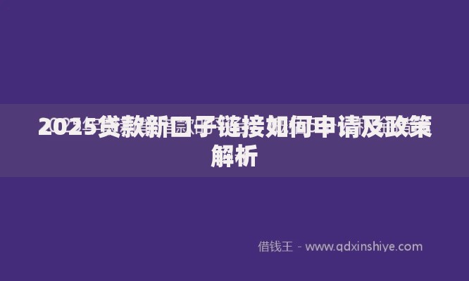 2025贷款新口子链接如何申请及政策解析