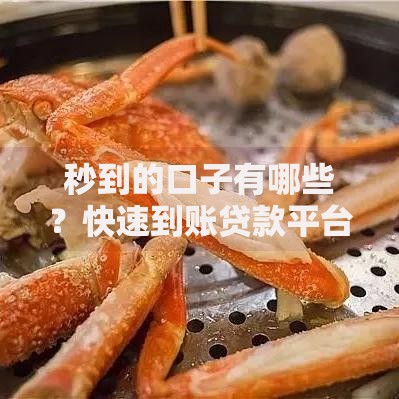 秒到的口子有哪些？快速到账贷款平台全解析