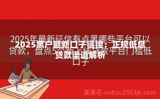 2025黑户最新口子链接：正规低息贷款渠道解析