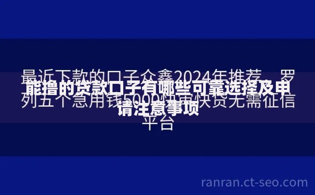 能撸的贷款口子有哪些可靠选择及申请注意事项