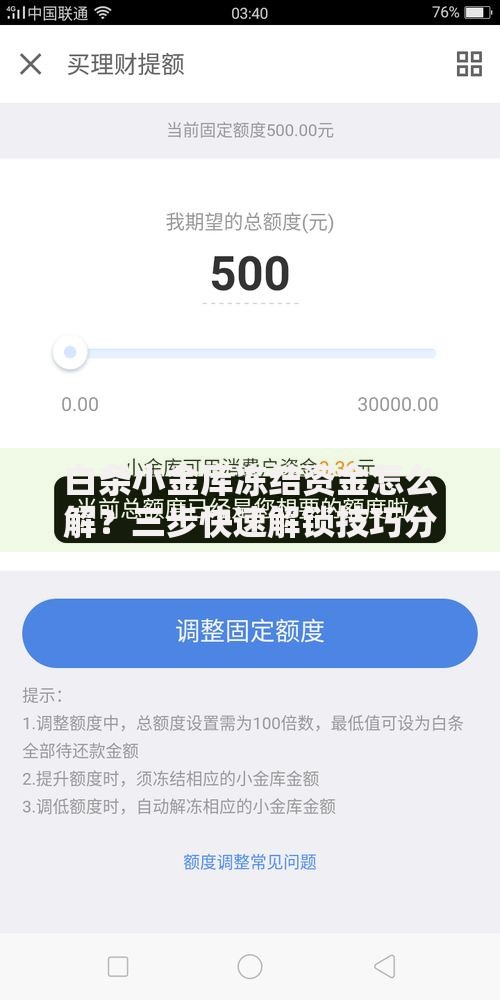 白条小金库冻结资金怎么解？三步快速解锁技巧分享