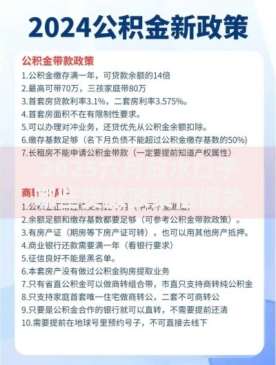 2025六月放水口子哪些贷款政策值得关注