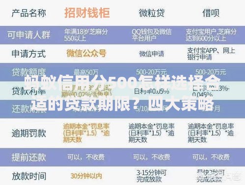 蚂蚁信用分500怎样选择合适的贷款期限？四大策略解析