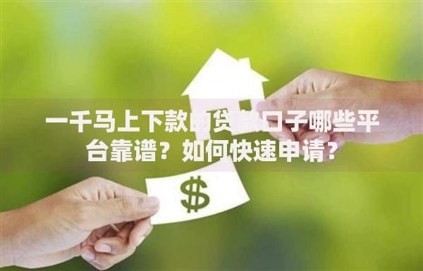 一千马上下款的贷款口子哪些平台靠谱？如何快速申请？