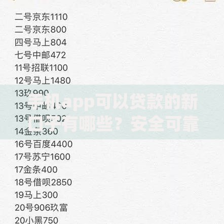 手机app可以贷款的新口子有哪些？安全可靠平台推荐