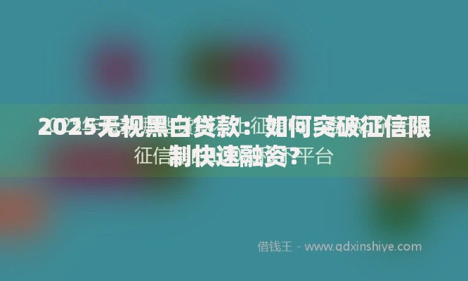 2025无视黑白贷款：如何突破征信限制快速融资？