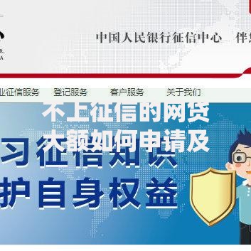 不上征信的网贷大额如何申请及风险规避指南
