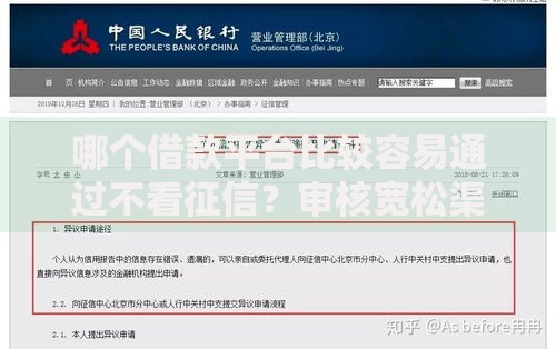 哪个借款平台比较容易通过不看征信？审核宽松渠道解析