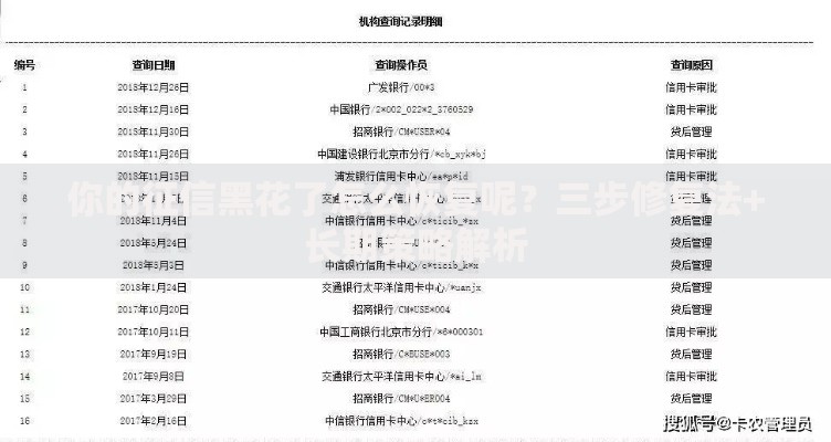你的征信黑花了怎么恢复呢？三步修复法+长期策略解析