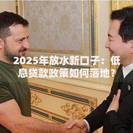2025年放水新口子：低息贷款政策如何落地？
