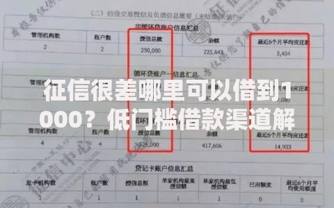 征信很差哪里可以借到1000？低门槛借款渠道解析
