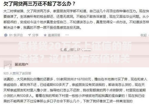 怎样贷20万不上征信的新途径？这几种方案值得关注