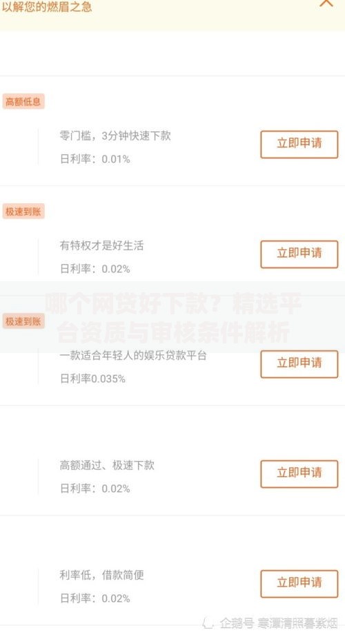 哪个网贷好下款？精选平台资质与审核条件解析