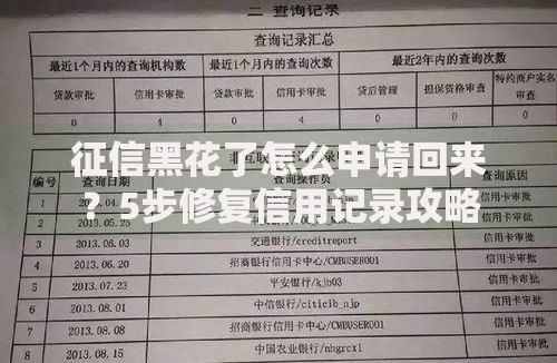 征信黑花了怎么申请回来？5步修复信用记录攻略