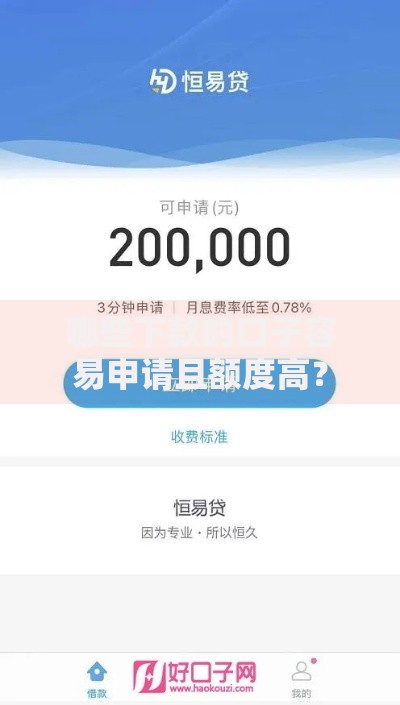 哪些下款的口子容易申请且额度高？