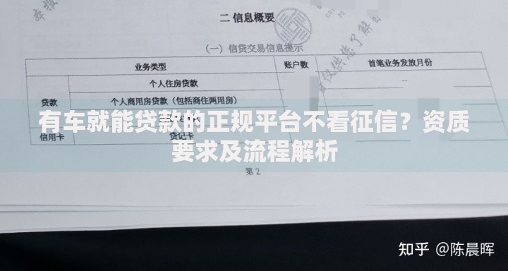 有车就能贷款的正规平台不看征信？资质要求及流程解析