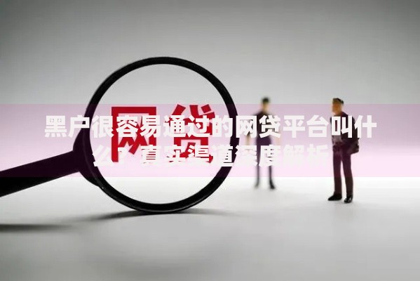 黑户很容易通过的网贷平台叫什么？真实渠道深度解析