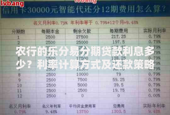 农行的乐分易分期贷款利息多少？利率计算方式及还款策略全解析