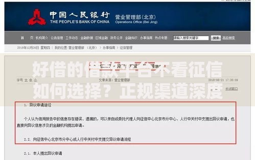 好借的借款平台不看征信如何选择？正规渠道深度解析