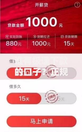 谁有极速下款的口子？正规低息渠道全解析