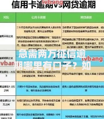 急需两万征信逾期哪里有口子？如何解决资金难题