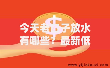 今天老口子放水有哪些？最新低息贷款平台解析
