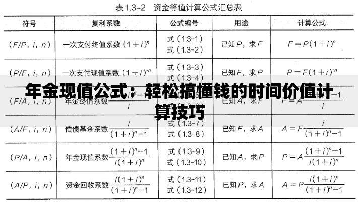 年金现值公式：轻松搞懂钱的时间价值计算技巧