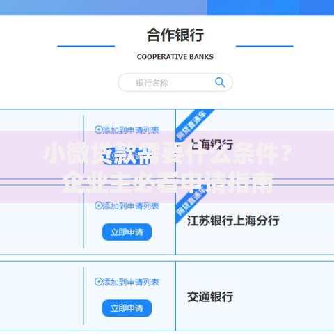小微贷款需要什么条件?企业主必看申请指南 小微贷款需要什么条件?企业主必看申请指南