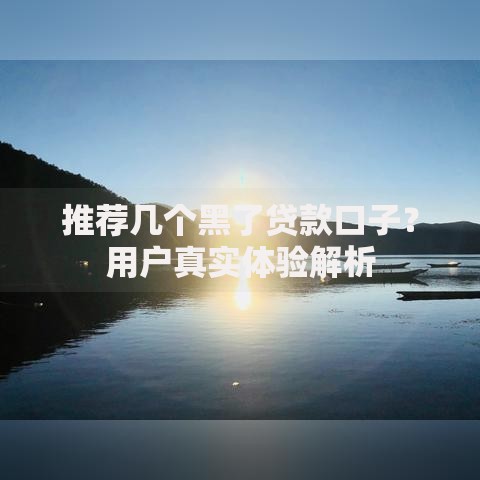 推荐几个黑了贷款口子？用户真实体验解析