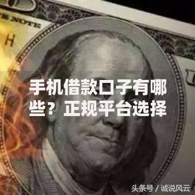 手机借款口子有哪些？正规平台选择攻略