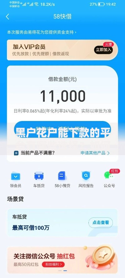 黑户花户能下款的平台有哪些选择？如何申请？