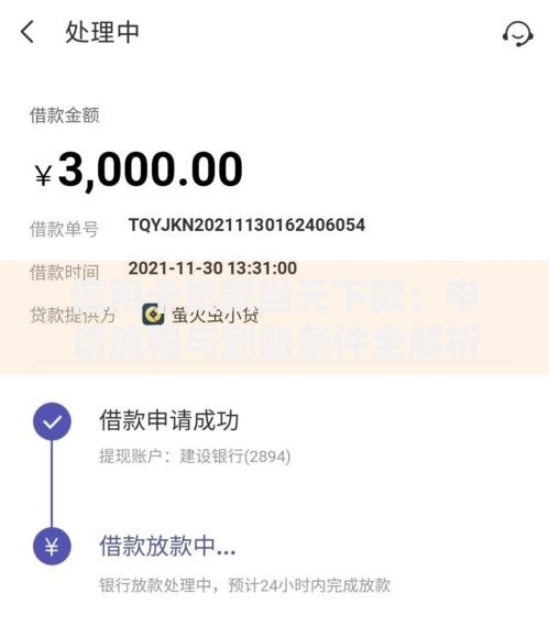信用卡贷款当天下款：申请流程与到账条件全解析