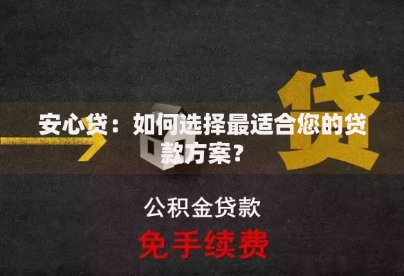安心贷：如何选择最适合您的贷款方案？