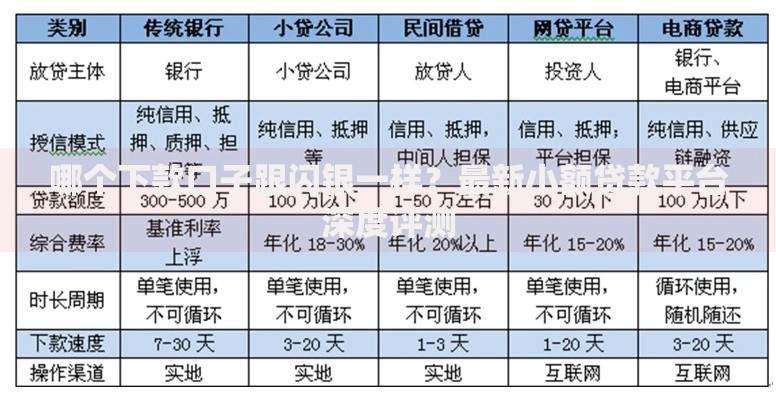 哪个下款口子跟闪银一样？最新小额贷款平台深度评测