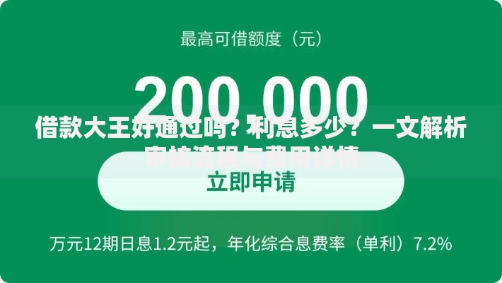 借款大王好通过吗？利息多少？一文解析审核流程与费用详情