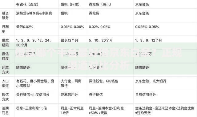 借款哪个平台最好借京东白条？正规渠道对比分析