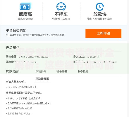 平安车抵贷申请条件全解析：这些细节你可能不知道