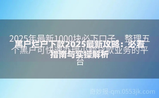 黑户烂户下款2025最新攻略：必看指南与实操解析