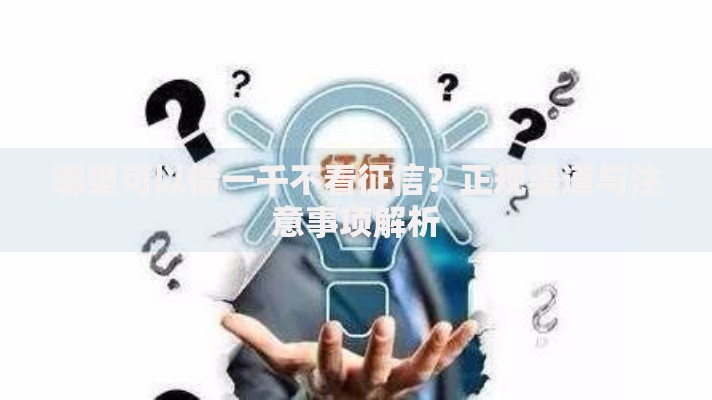 哪里可以借一千不看征信？正规渠道与注意事项解析